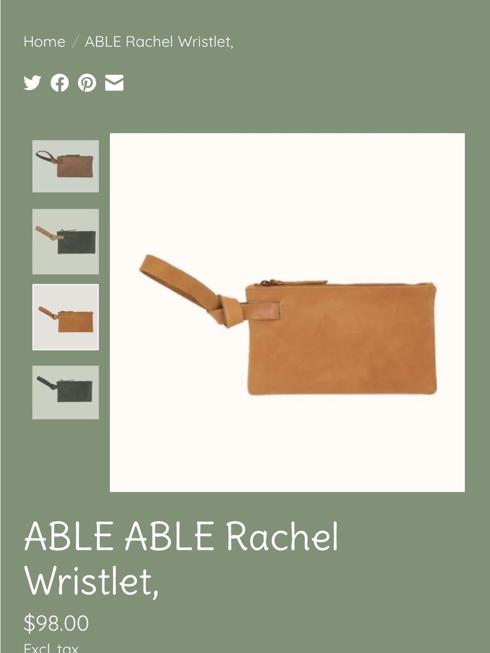 Able Rachel Leather Wristlet - Cognac Brown